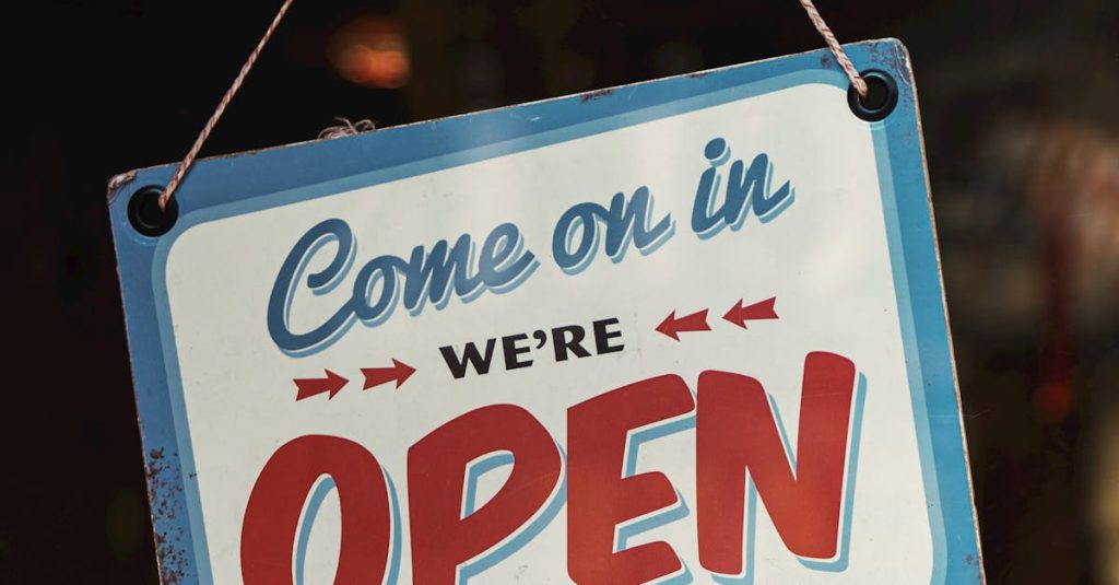 How Businesses in Doylestown, PA Can Grow Through Networking: The Power of LeTip 2 White and Blue Come on in We'ere Open Signage